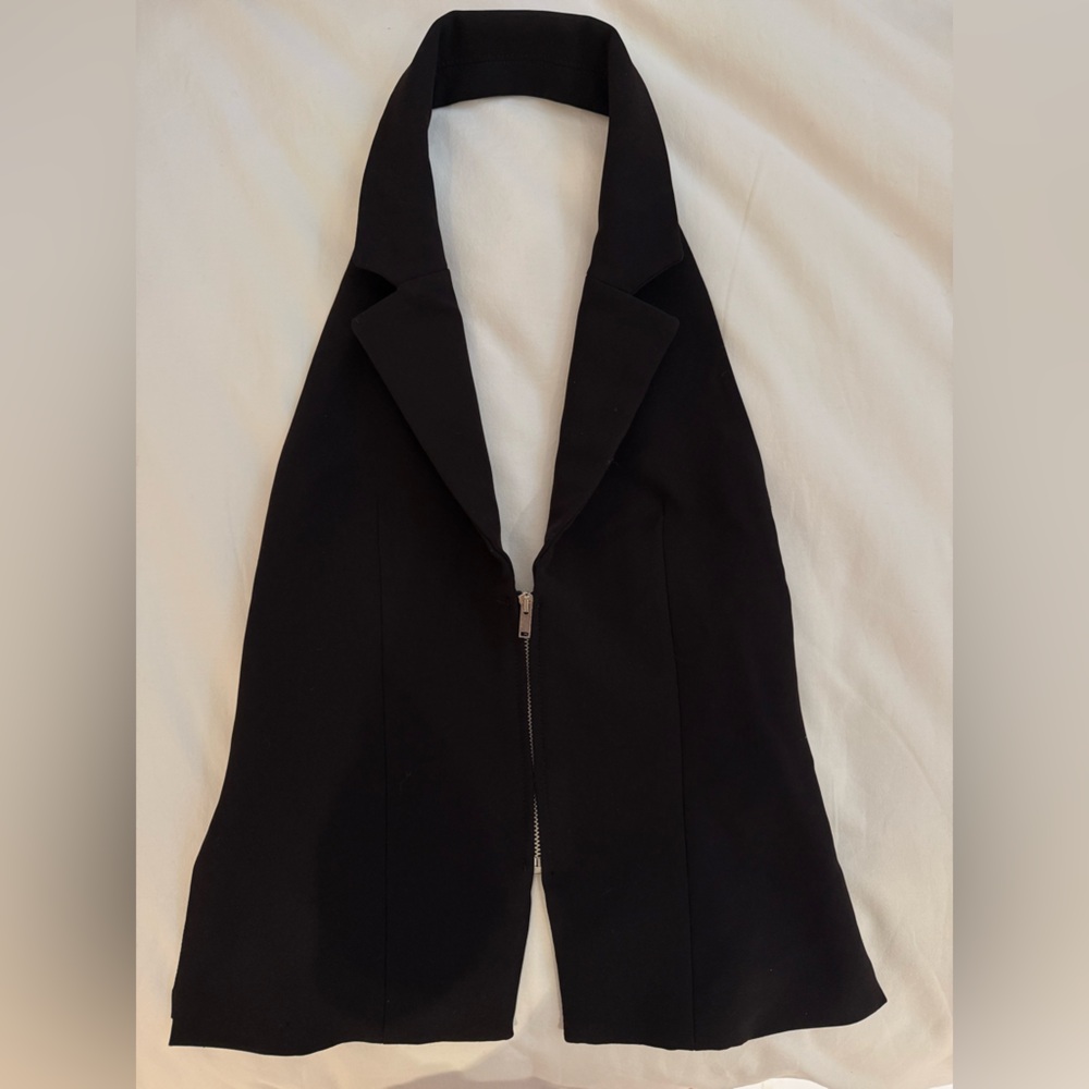 Zara Black Halter Backless Top with Front Zip